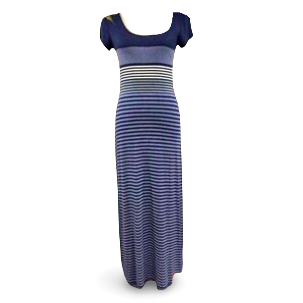 Vintage Max Studio Striped Cap Sleeve Maxi Dress Size Small